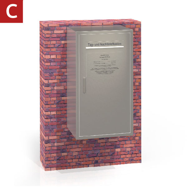 Briefkastensystem an einer Hauswand montiert