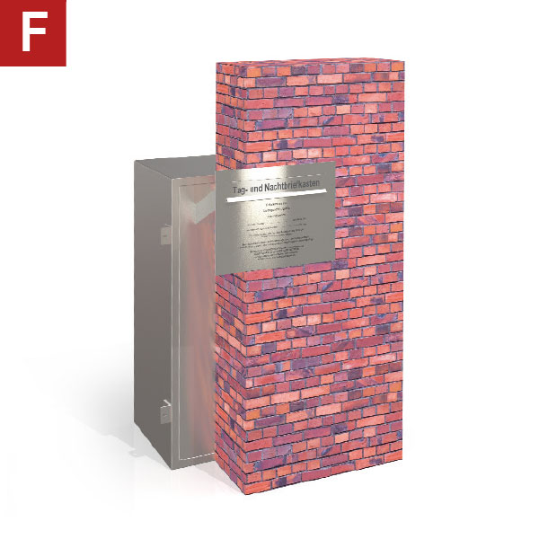Briefkastensystem hinter einer Mauer mit Einwurfschacht